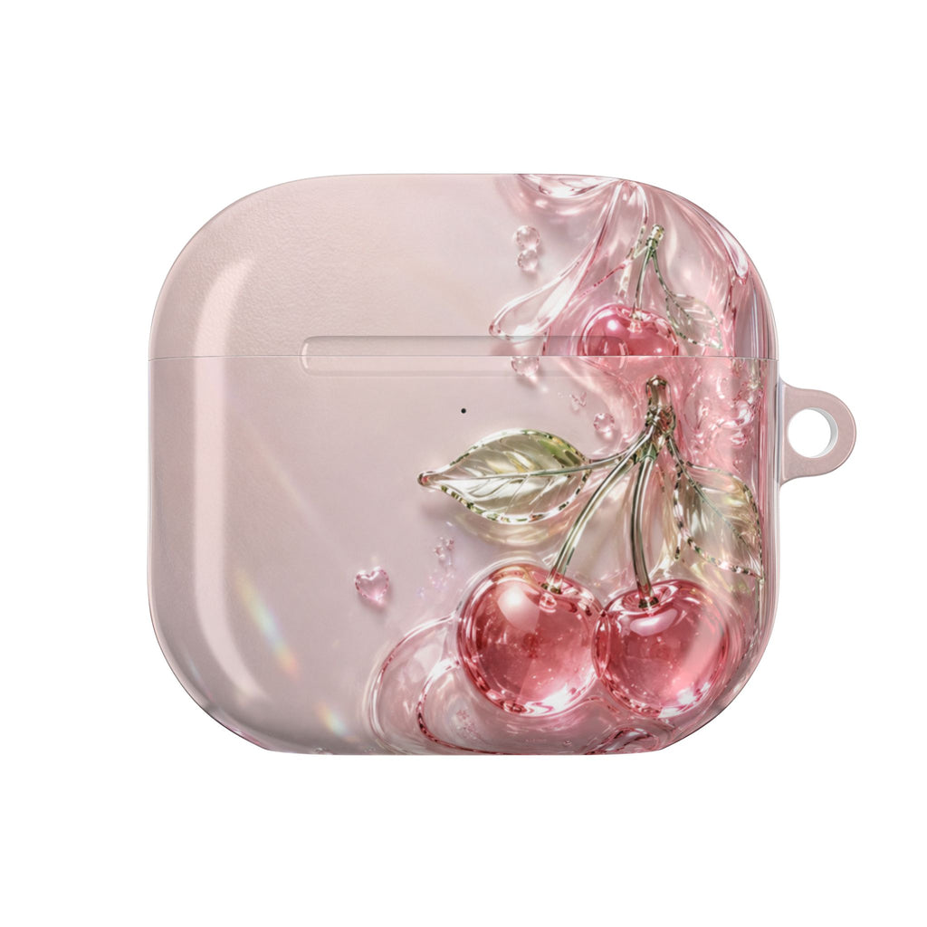 Pink Cherry Blossom Illustration AirPod Case | Sparkle Floral Protective Cover