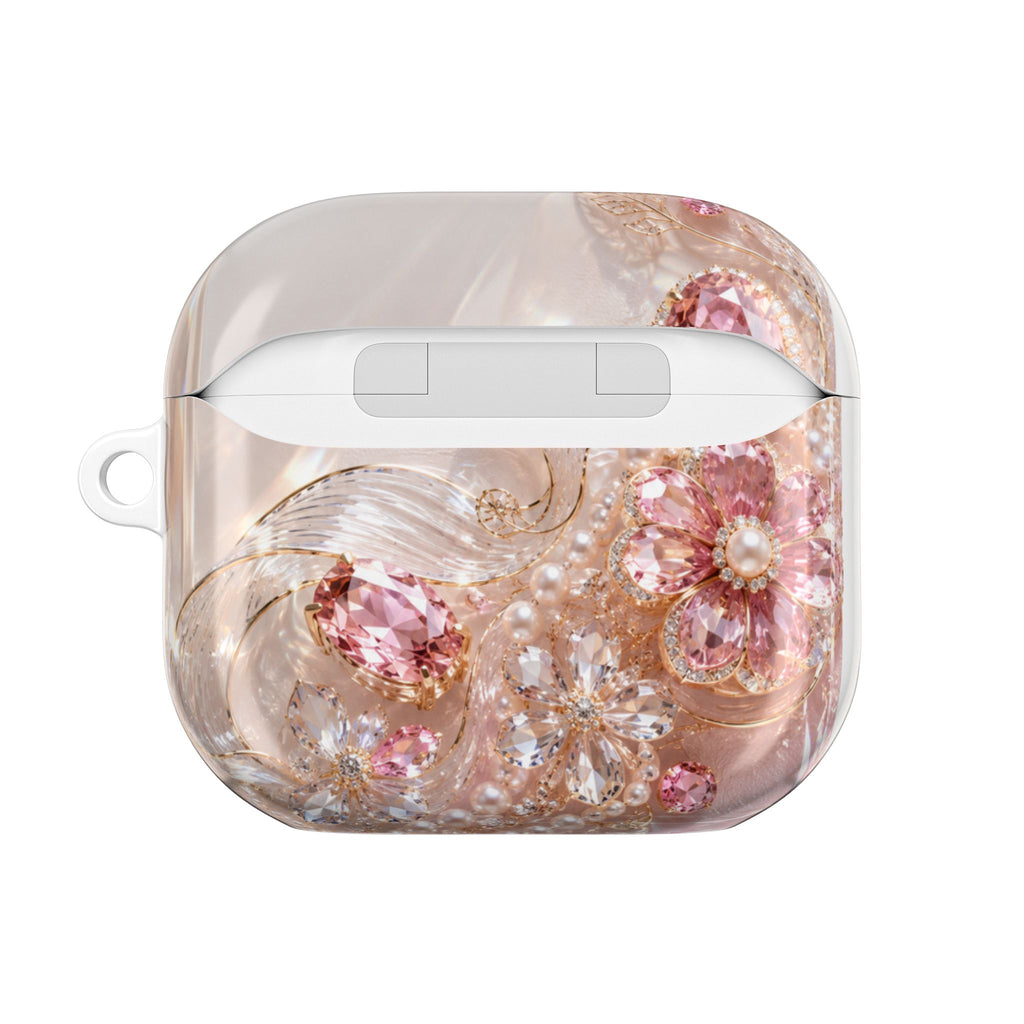 Pink Cherry Blossom Illustration AirPod Case | Sparkle Floral Protective Cover